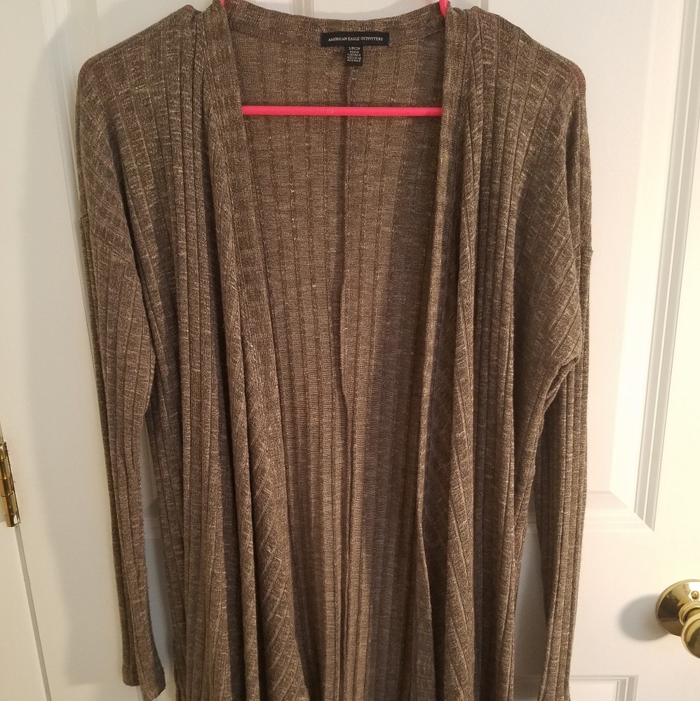 Tan Marled Drapey American Eagle Cardigan